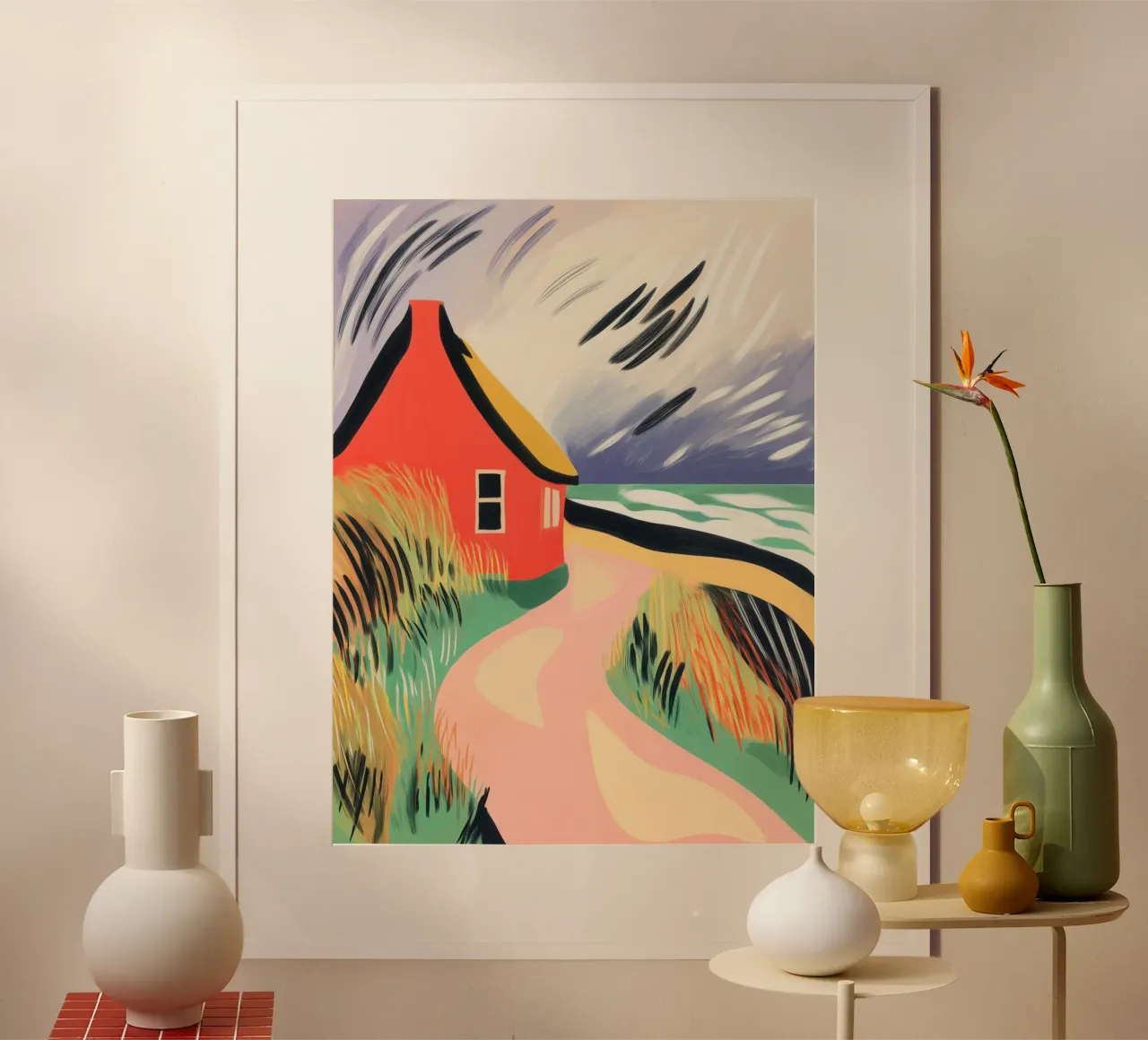 Paesaggio costiero del Mare del Nord nello Jutland, Danimarca poster con telaio in alluminio da Autofocus