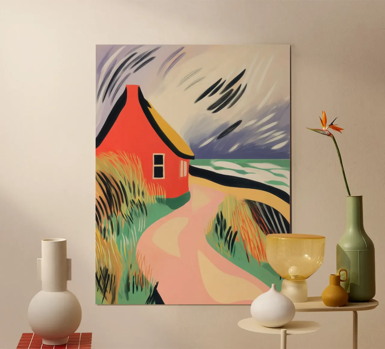 Paesaggio costiero del Mare del Nord nello Jutland, Danimarca poster con telaio in alluminio da Autofocus