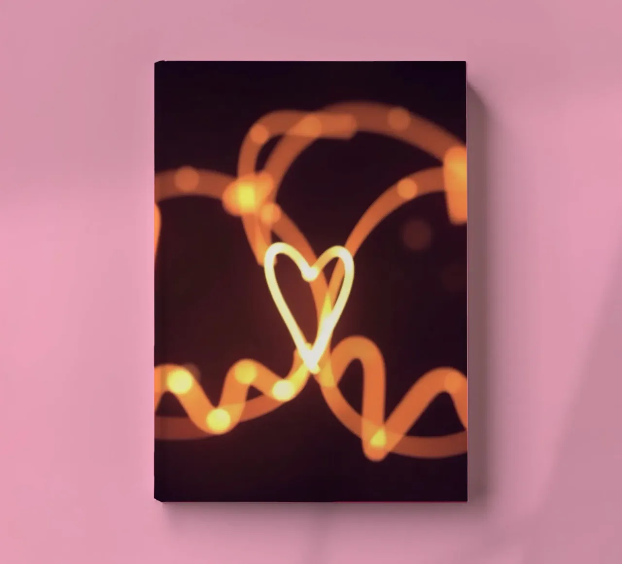 light art featuring glowing hearts and whimsical shapes notebook by DesignDoodle