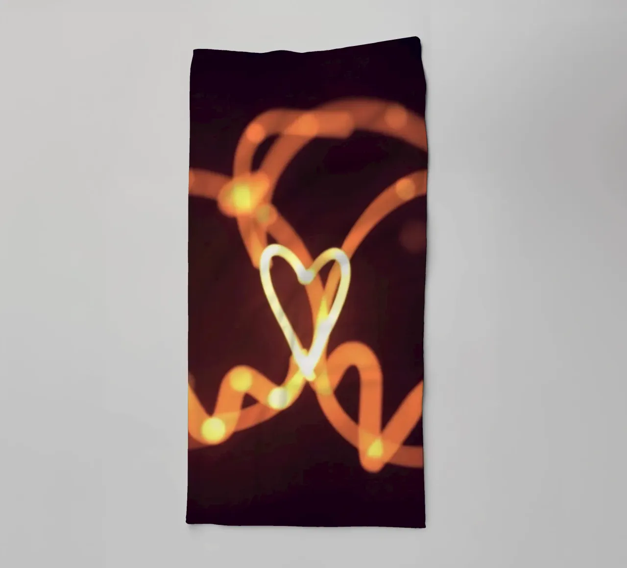 light art featuring glowing hearts and whimsical shapes towel by DesignDoodle