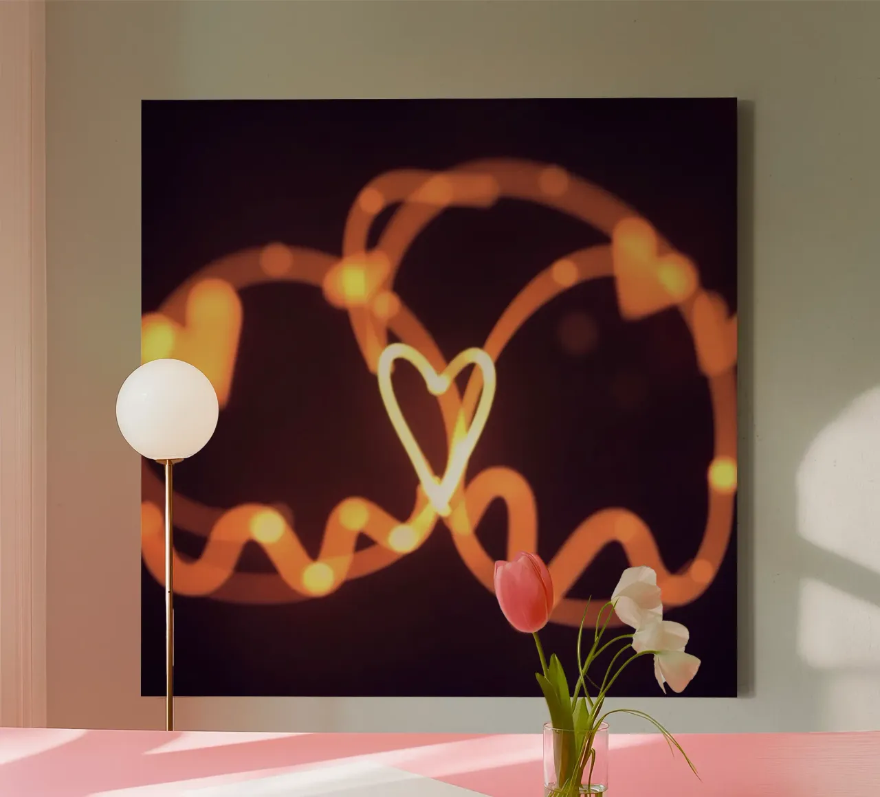 light art featuring glowing hearts and whimsical shapes canvas by DesignDoodle