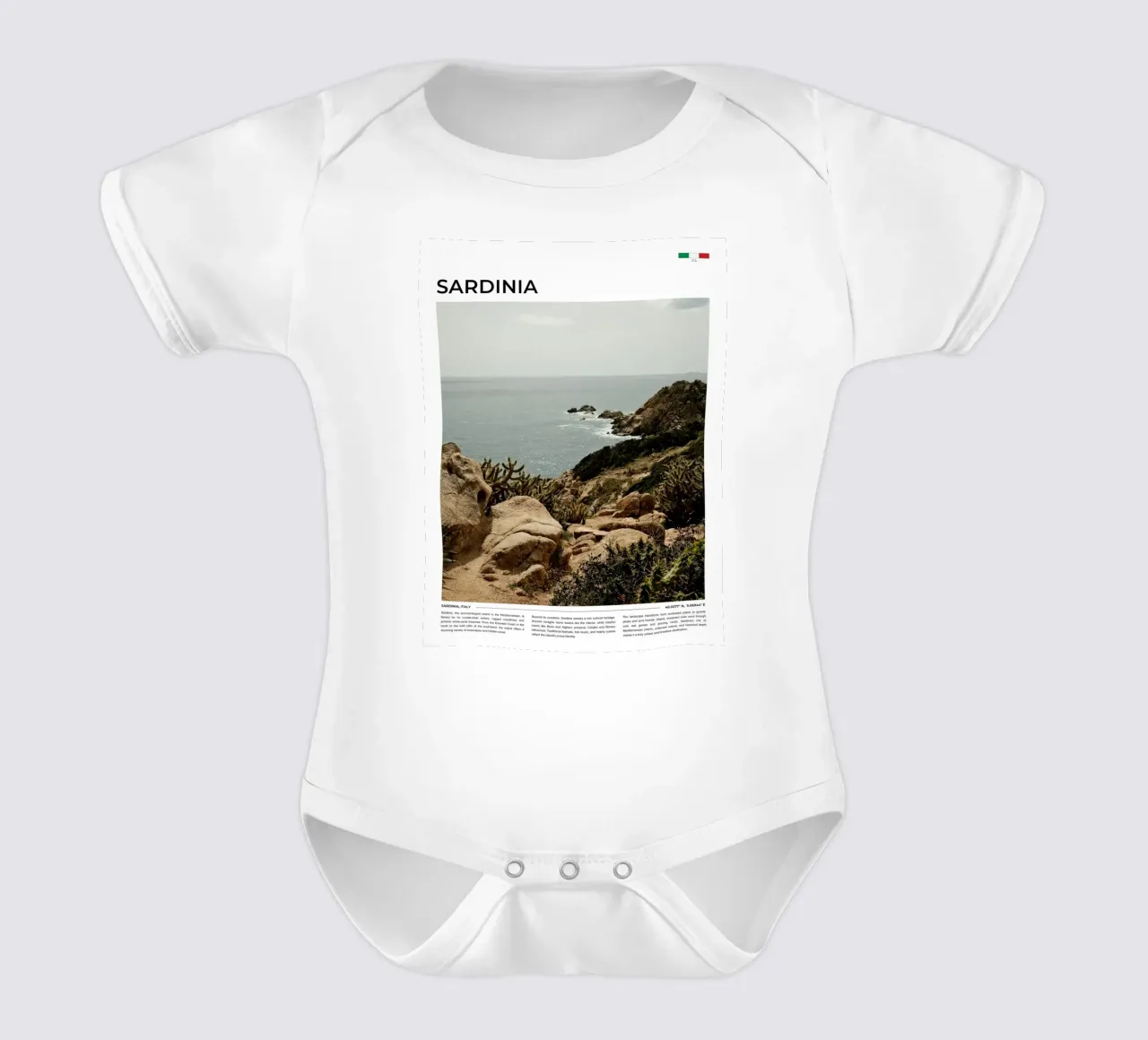 Sardinia: Typography body neonato maniche corte da FujiType
