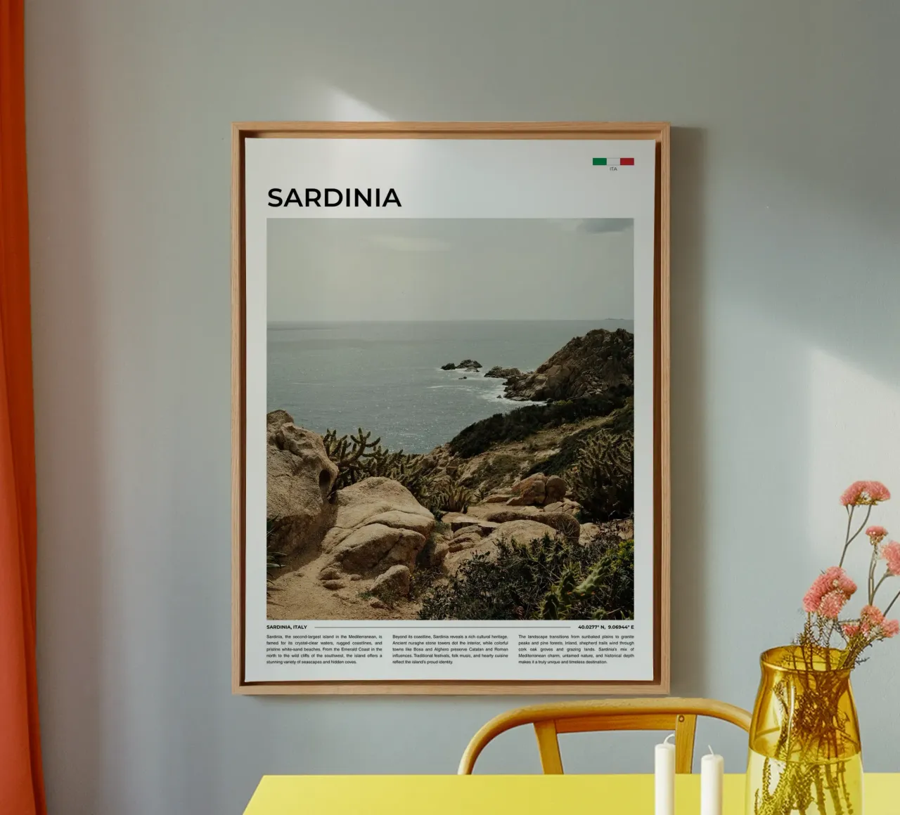 Sardinia: Typography canvas with Floater frame by FujiType