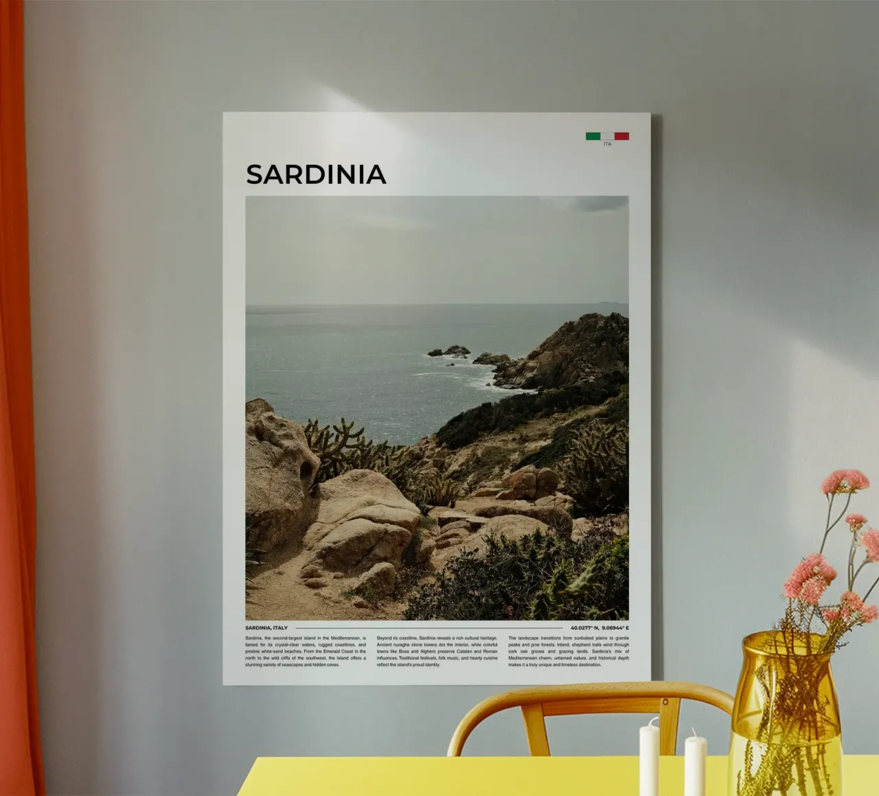 Sardinia: Typography canvas with Floater frame by FujiType