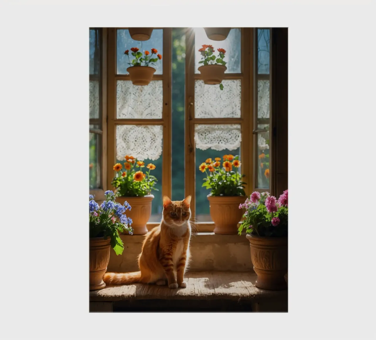 Ginger cat resting on windowsill surrounded by colorful flow notebook by DesignDoodle