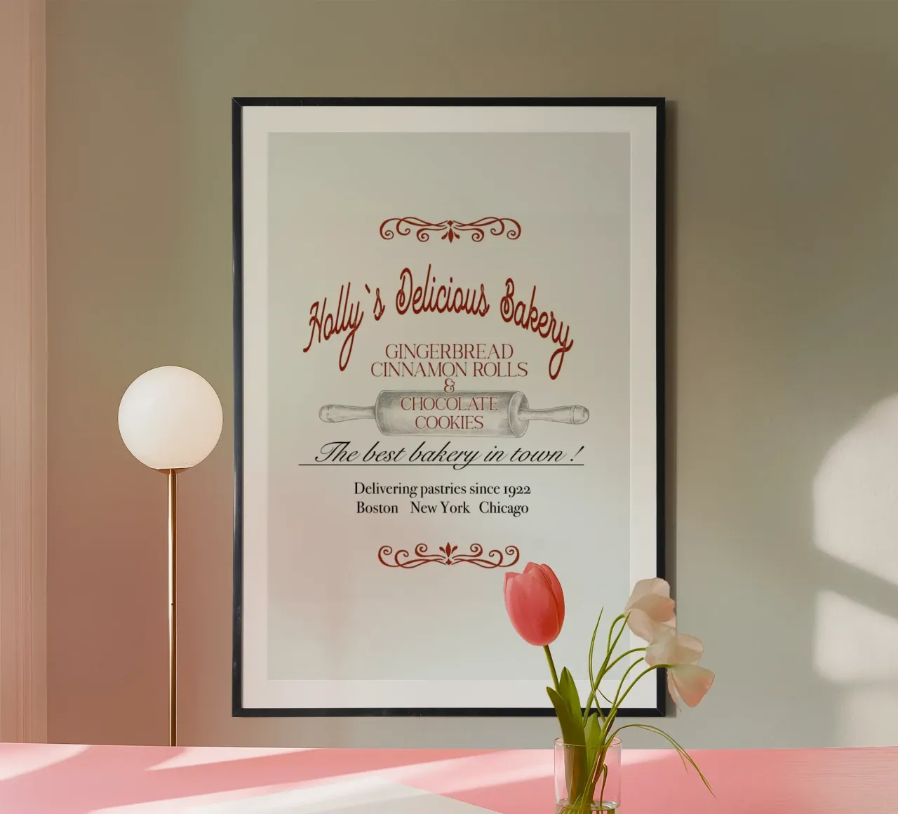 Vintage Holidays Bakery poster con telaio in plastica da Monika Strigel