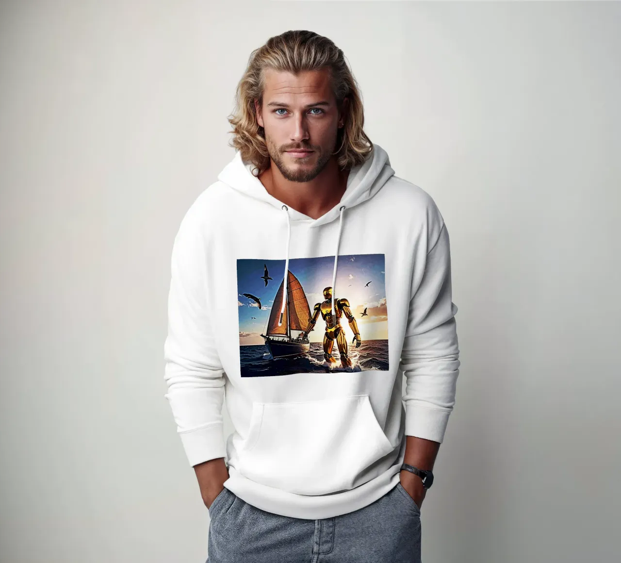 ROBOT AVEC VOILIER. sudadera con capucha de Thierry vobmann photography