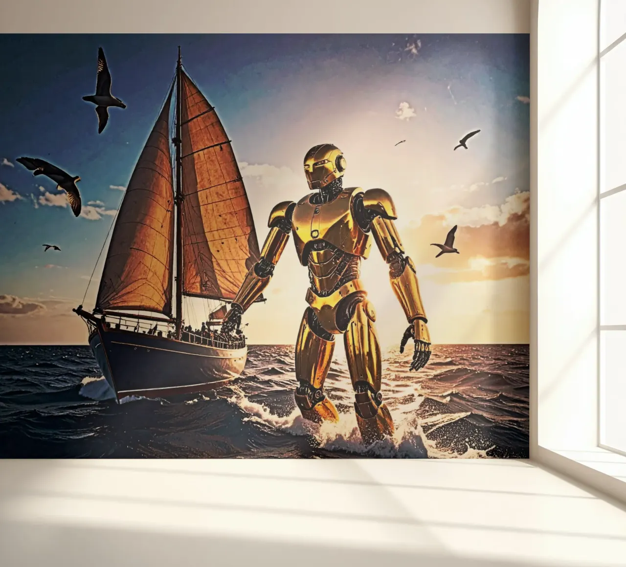 ROBOT AVEC VOILIER. papel para pared de Thierry vobmann photography