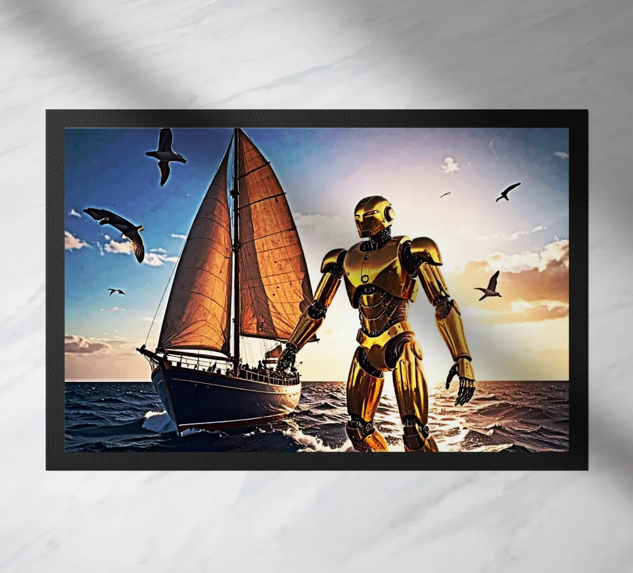 ROBOT AVEC VOILIER. felpudo de Thierry vobmann photography