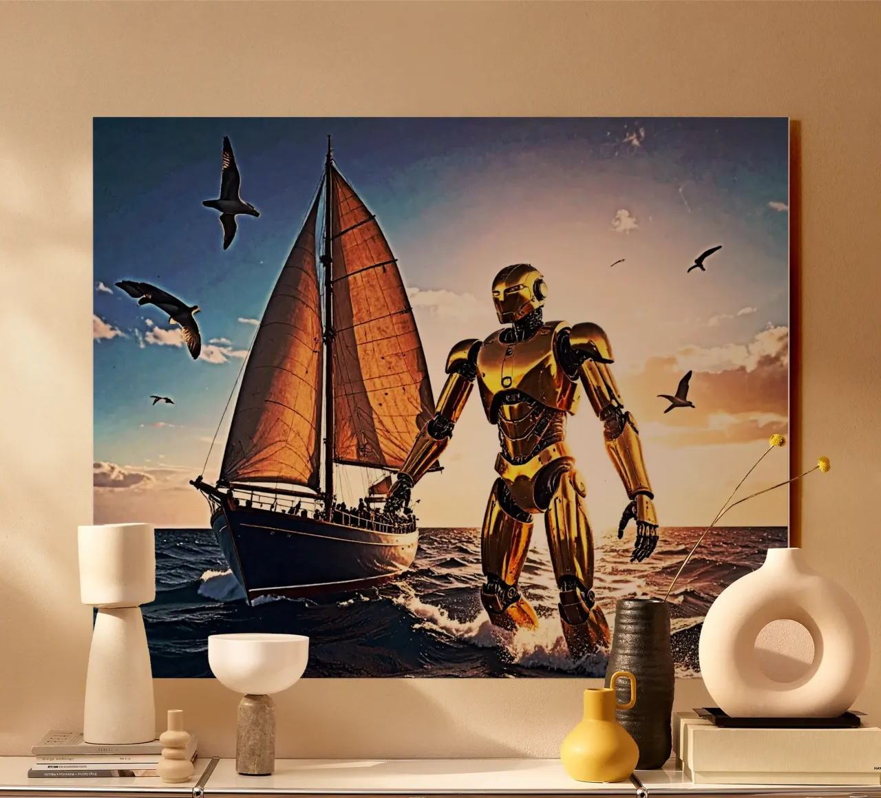 ROBOT AVEC VOILIER. metacrilato de Thierry vobmann photography
