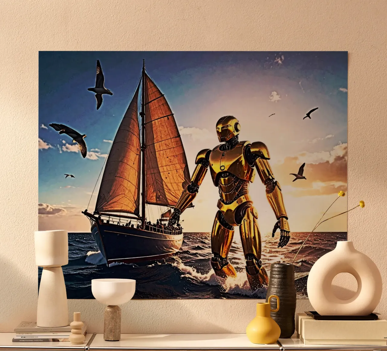 ROBOT AVEC VOILIER. hahnemühle de Thierry vobmann photography