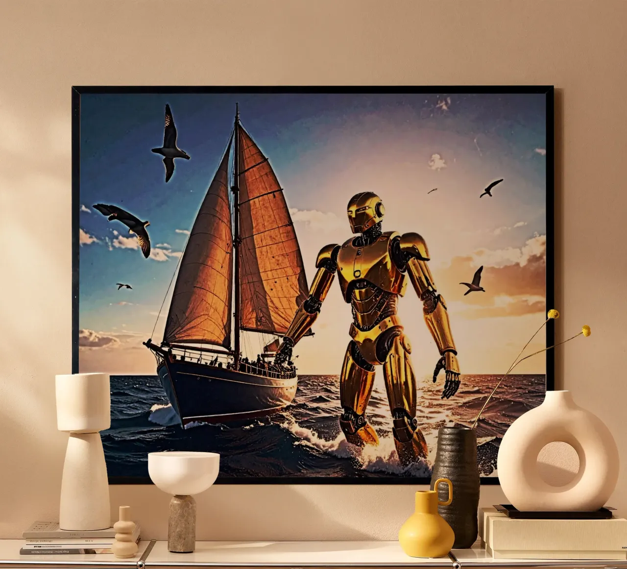 ROBOT AVEC VOILIER. hahnemühle de Thierry vobmann photography