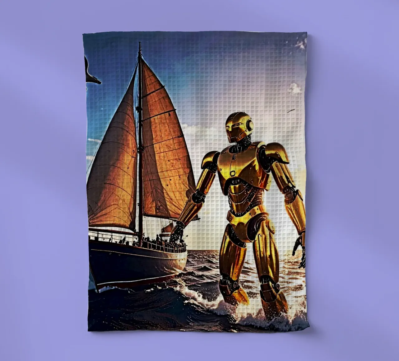 ROBOT AVEC VOILIER. torchon de Thierry vobmann photography