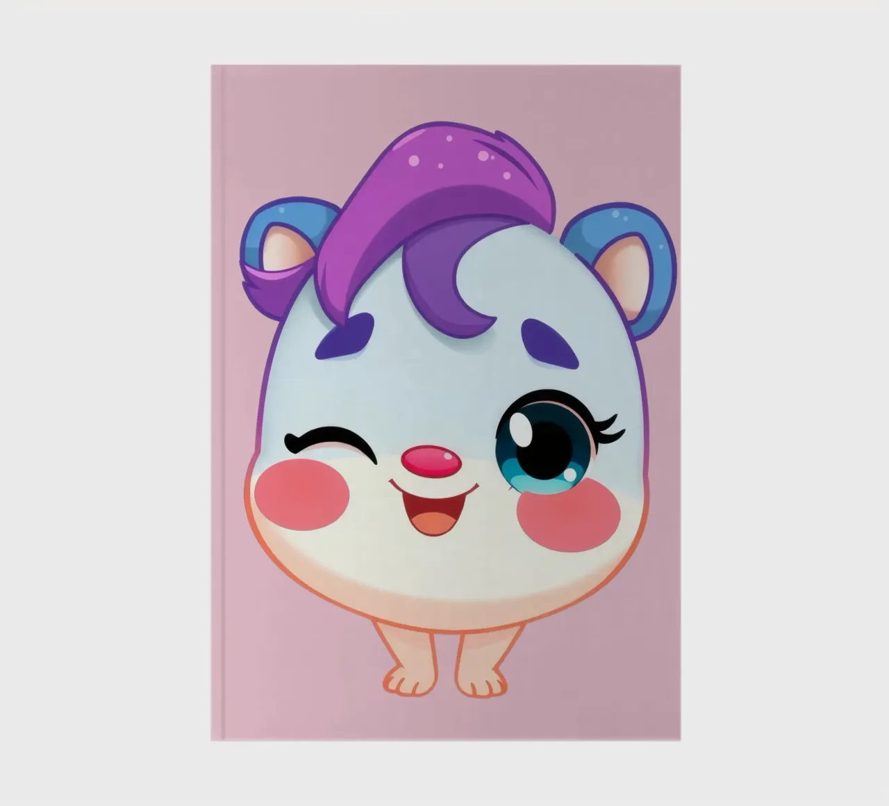 Cute cartoon character with a happy expression and colorful notebook by DesignDoodle