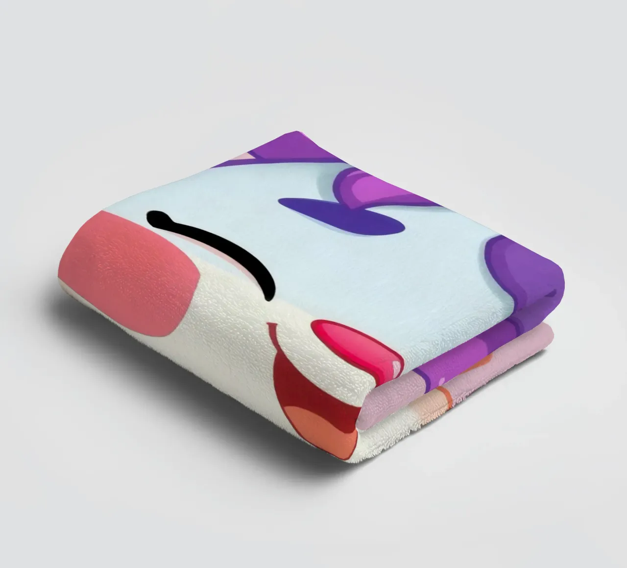 Simpatico personaggio dei cartoni animati con un'espressione felice e colorata asciugamano da bagno da DesignDoodle