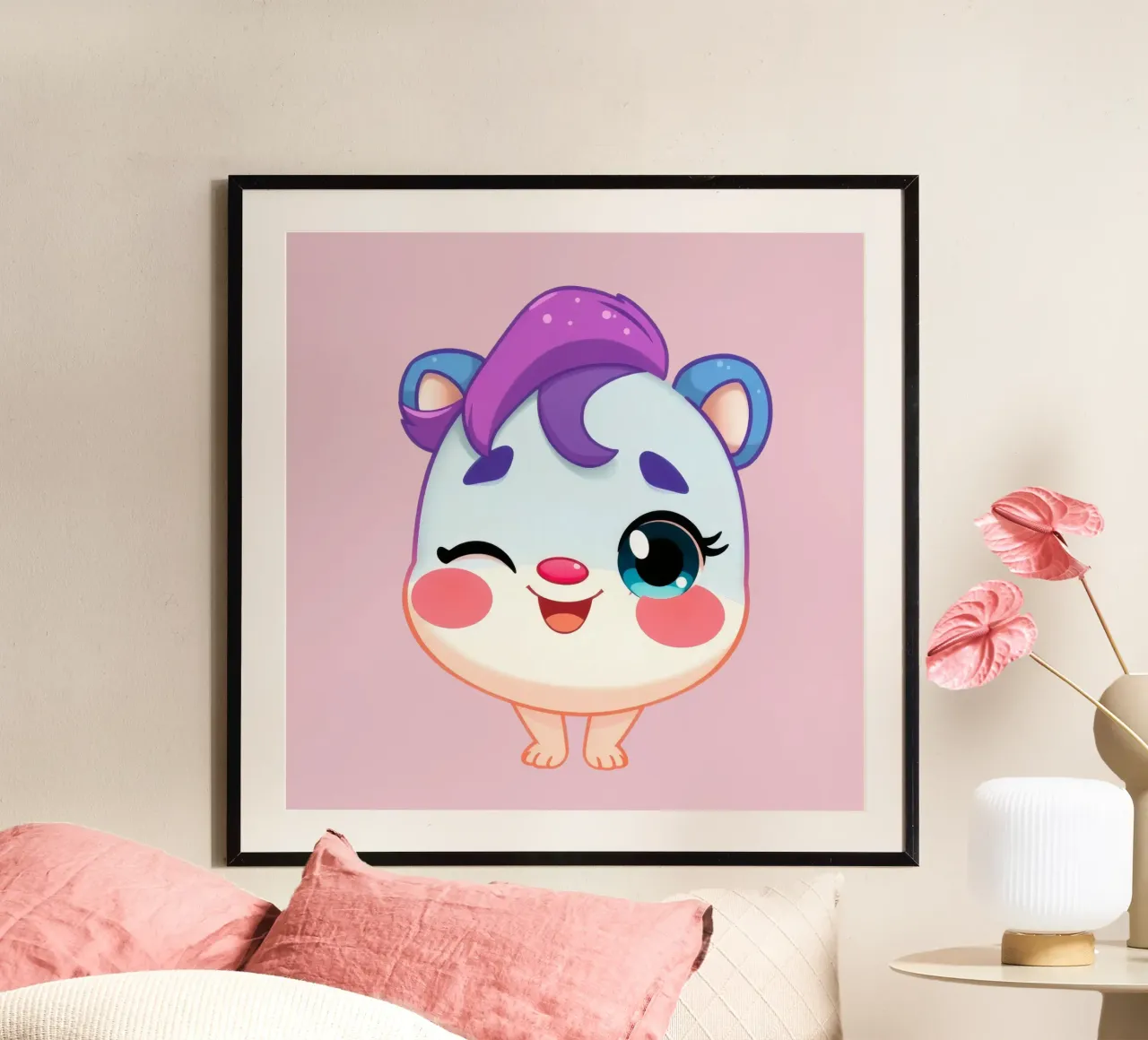 Simpatico personaggio dei cartoni animati con un'espressione felice e colorata carta hahnemühle da DesignDoodle