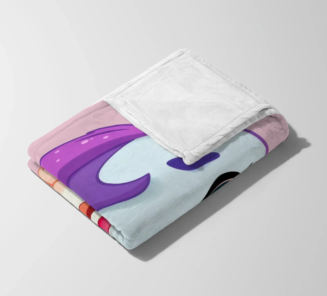 Simpatico personaggio dei cartoni animati con un'espressione felice e colorata coperta in pile da DesignDoodle