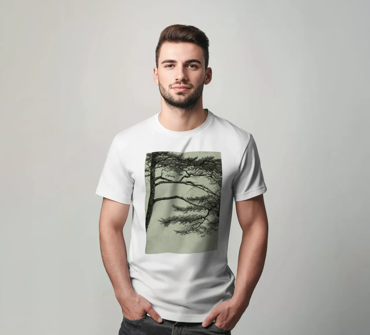 Sage Green Pine Tree Branch t-shirt da apoloprints