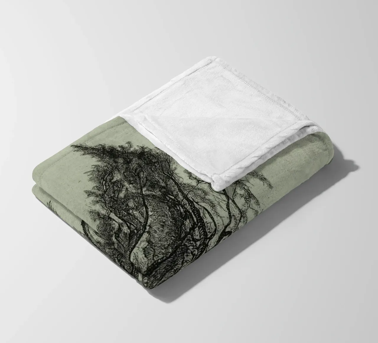 Sage Green Pine Tree Branch coperta in pile da apoloprints