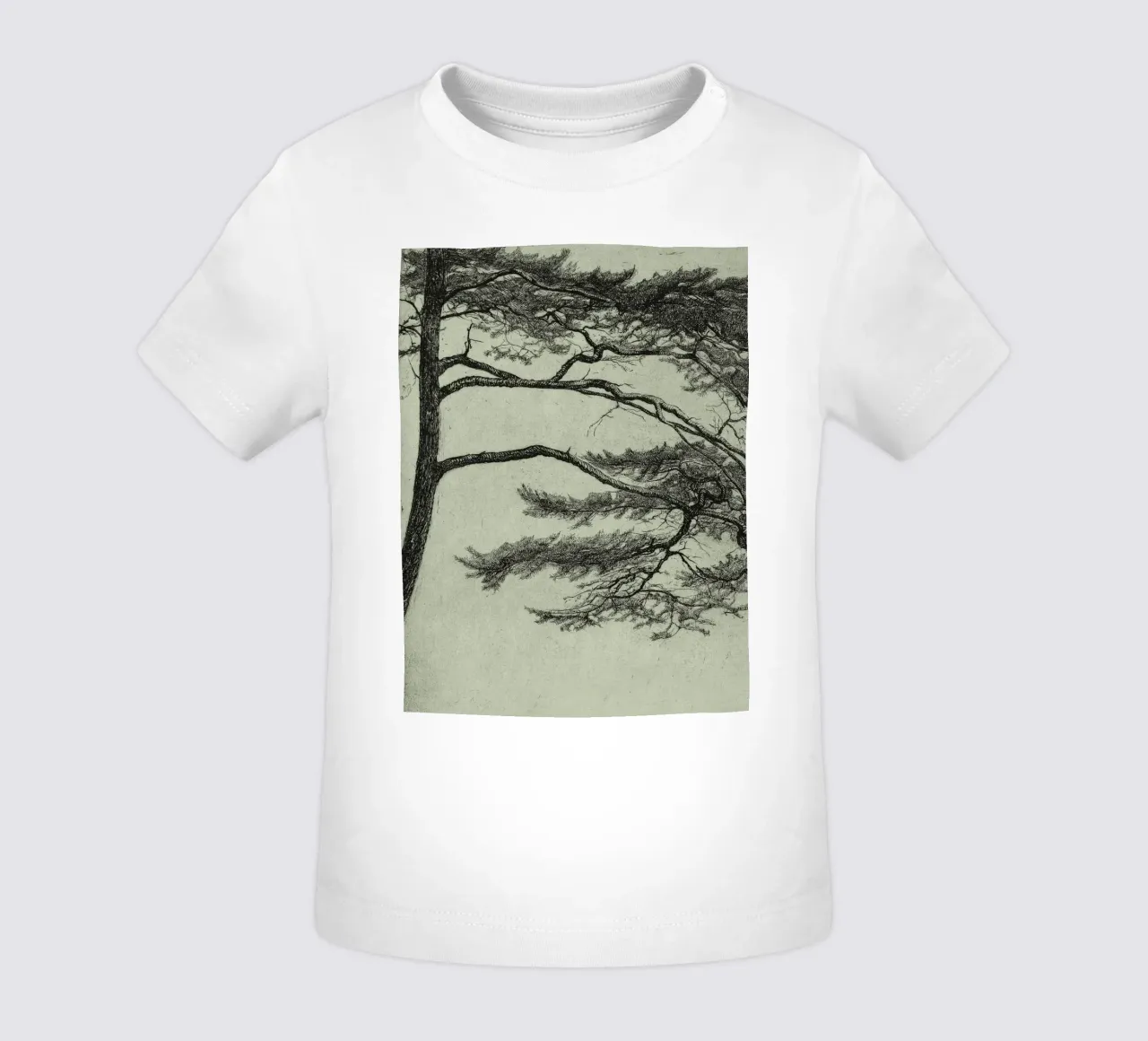 Sage Green Pine Tree Branch maglietta neonato da apoloprints