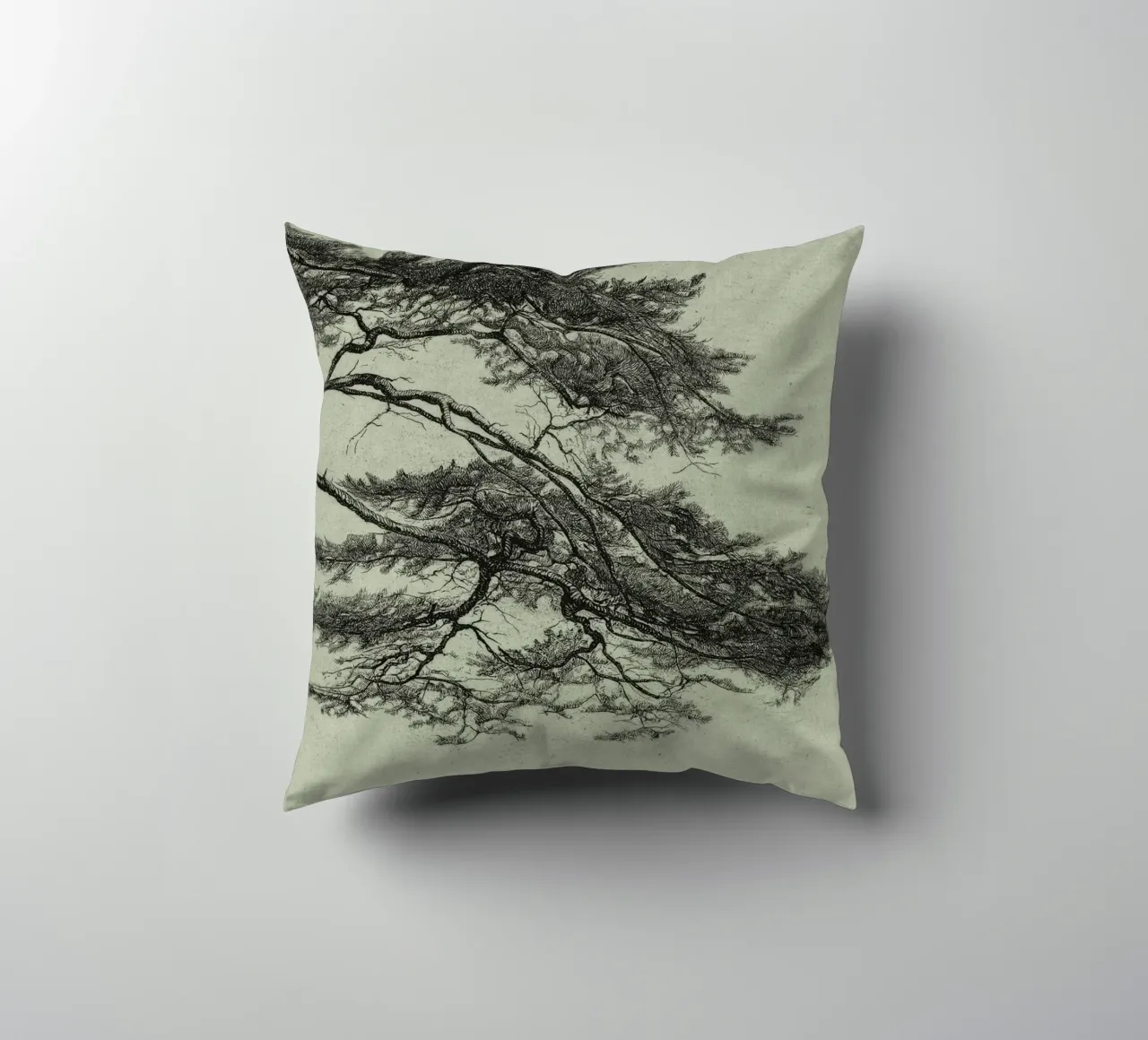 Sage Green Pine Tree Branch cuscino da apoloprints