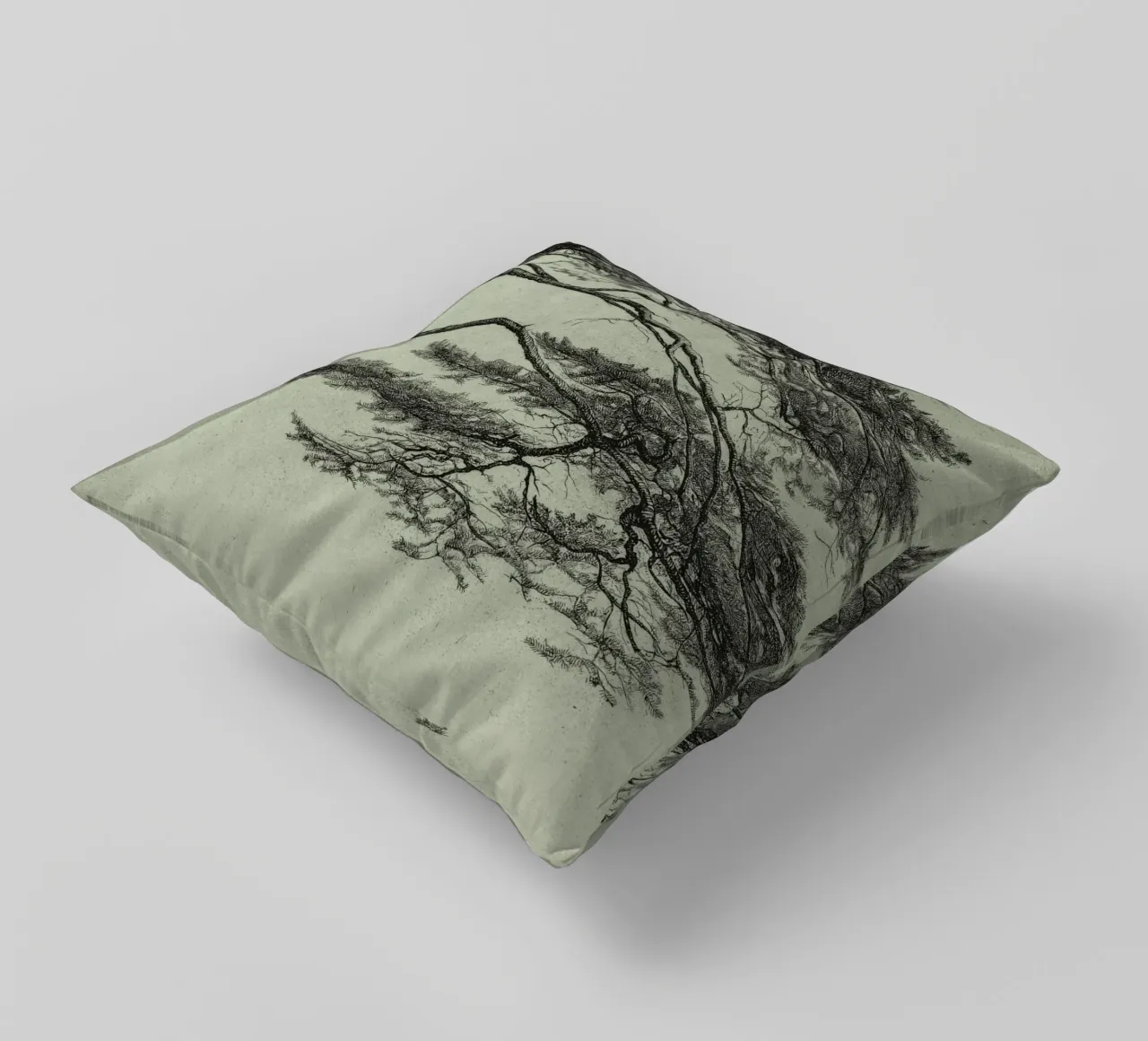Sage Green Pine Tree Branch cuscino da apoloprints