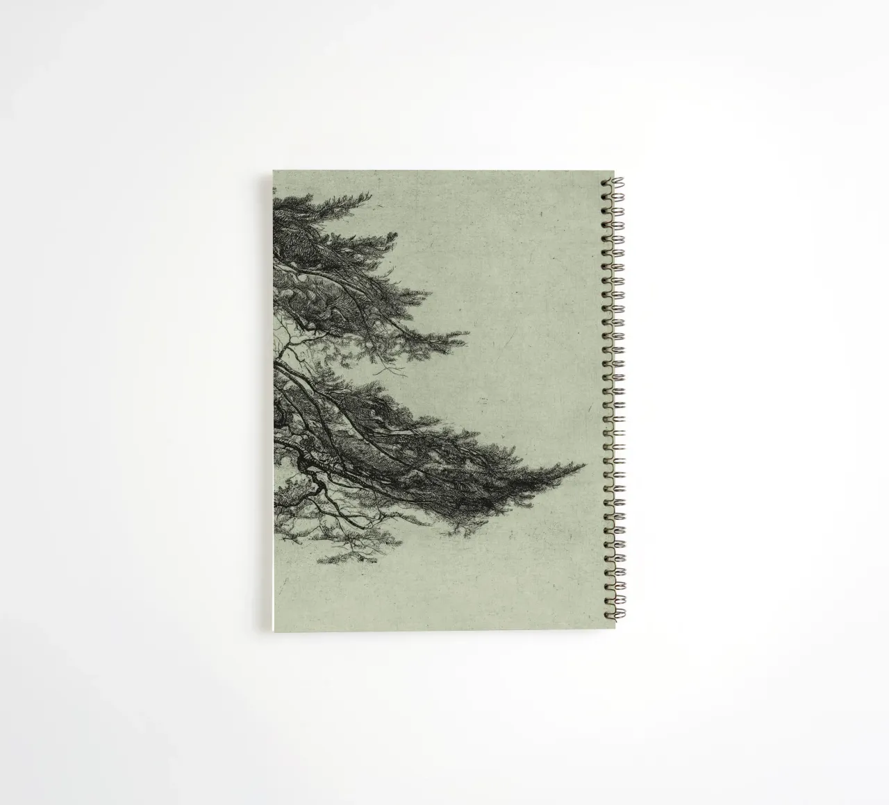 Sage Green Pine Tree Branch spiral notebook by apoloprints