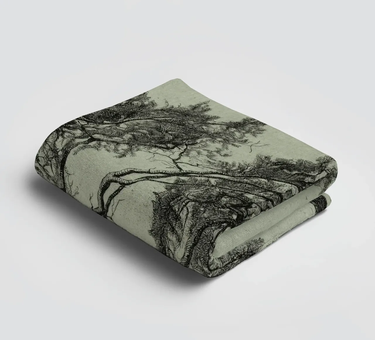 Sage Green Pine Tree Branch asciugamano da bagno da apoloprints