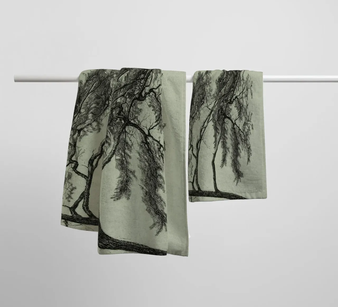 Sage Green Pine Tree Branch asciugamano da bagno da apoloprints