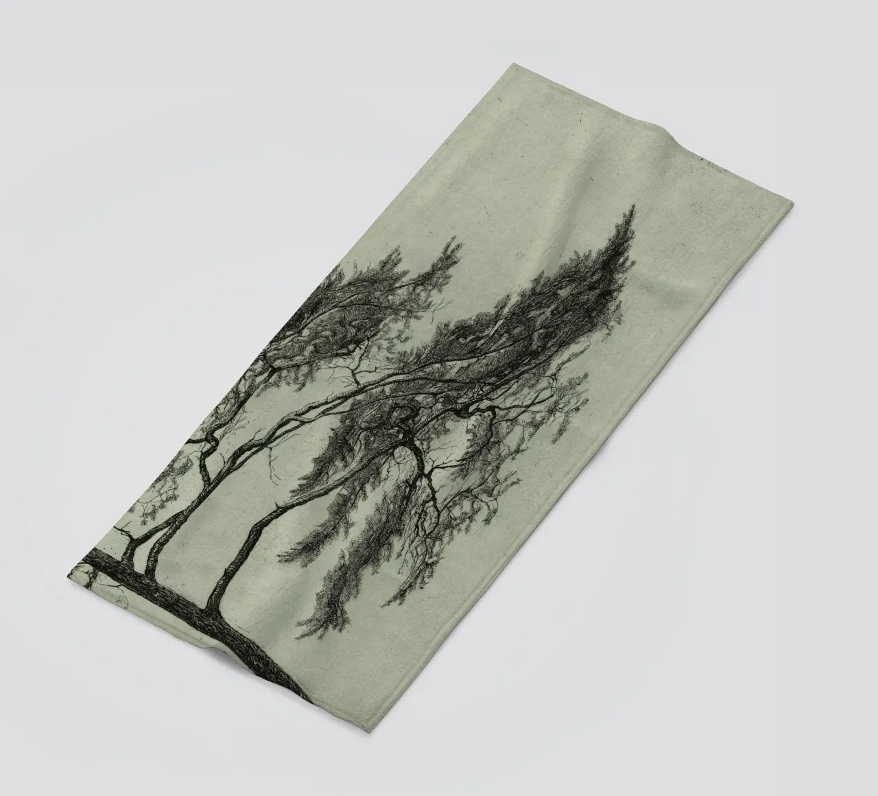 Sage Green Pine Tree Branch telo mare da apoloprints