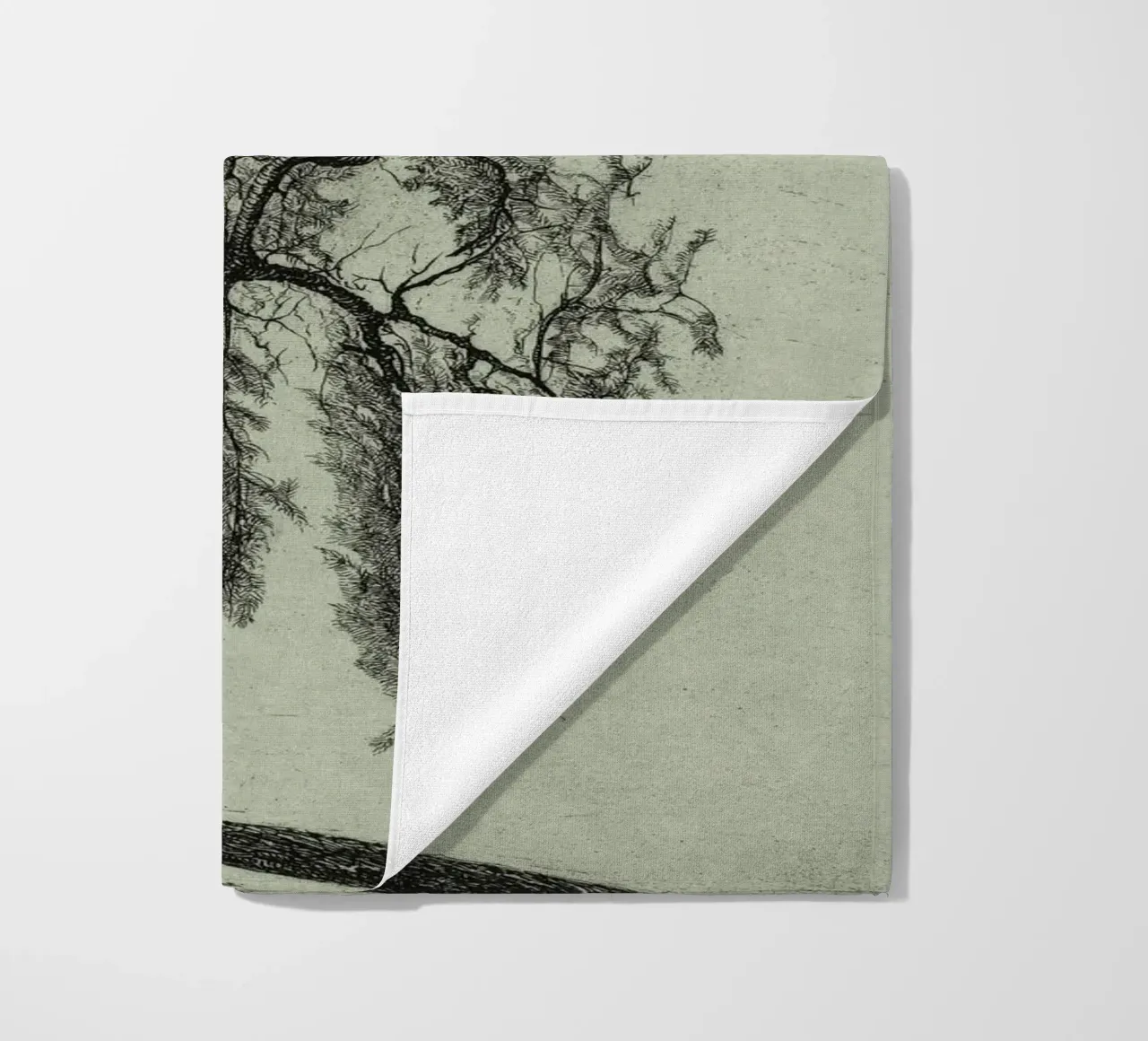 Sage Green Pine Tree Branch telo mare da apoloprints