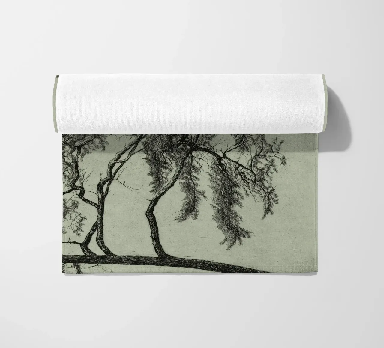 Sage Green Pine Tree Branch telo mare da apoloprints