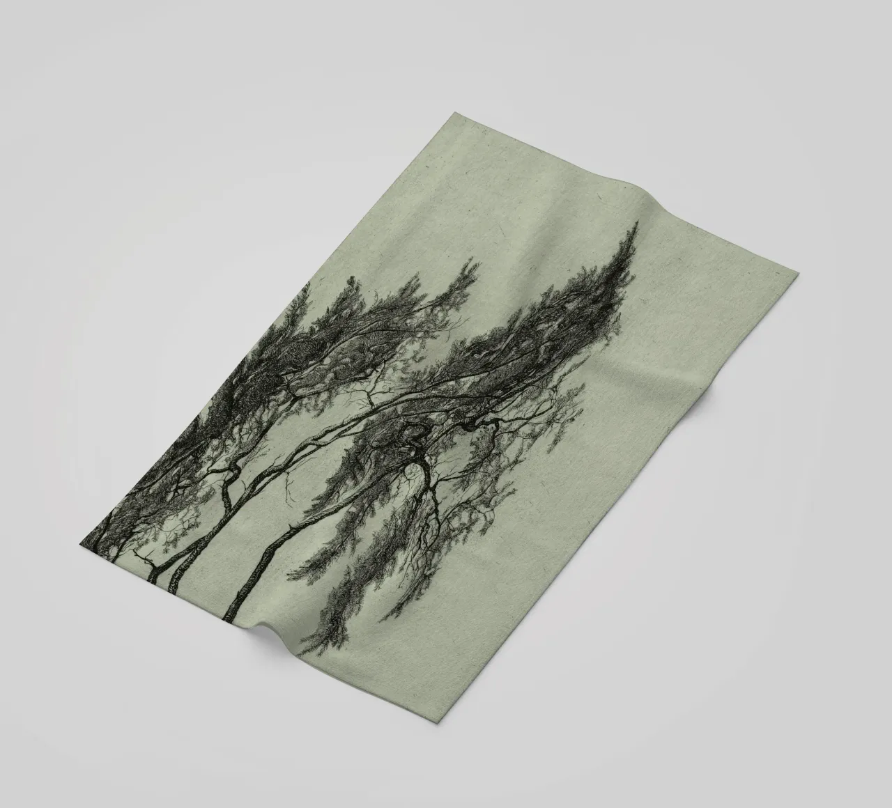 Sage Green Pine Tree Branch telo mare da apoloprints