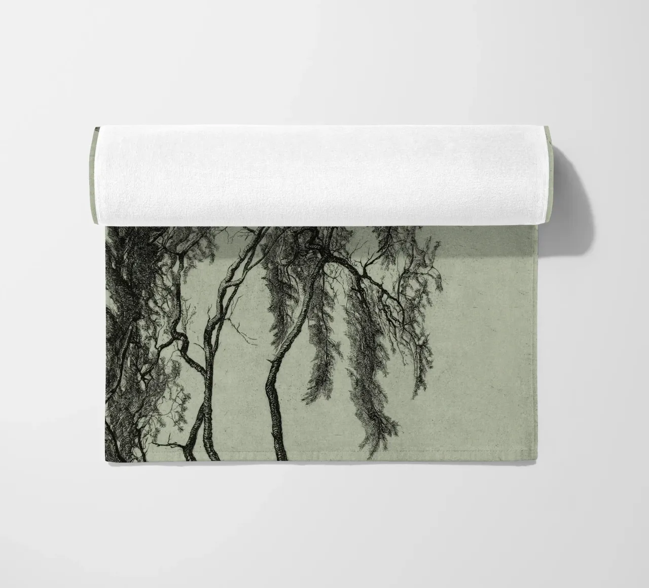 Sage Green Pine Tree Branch telo mare da apoloprints
