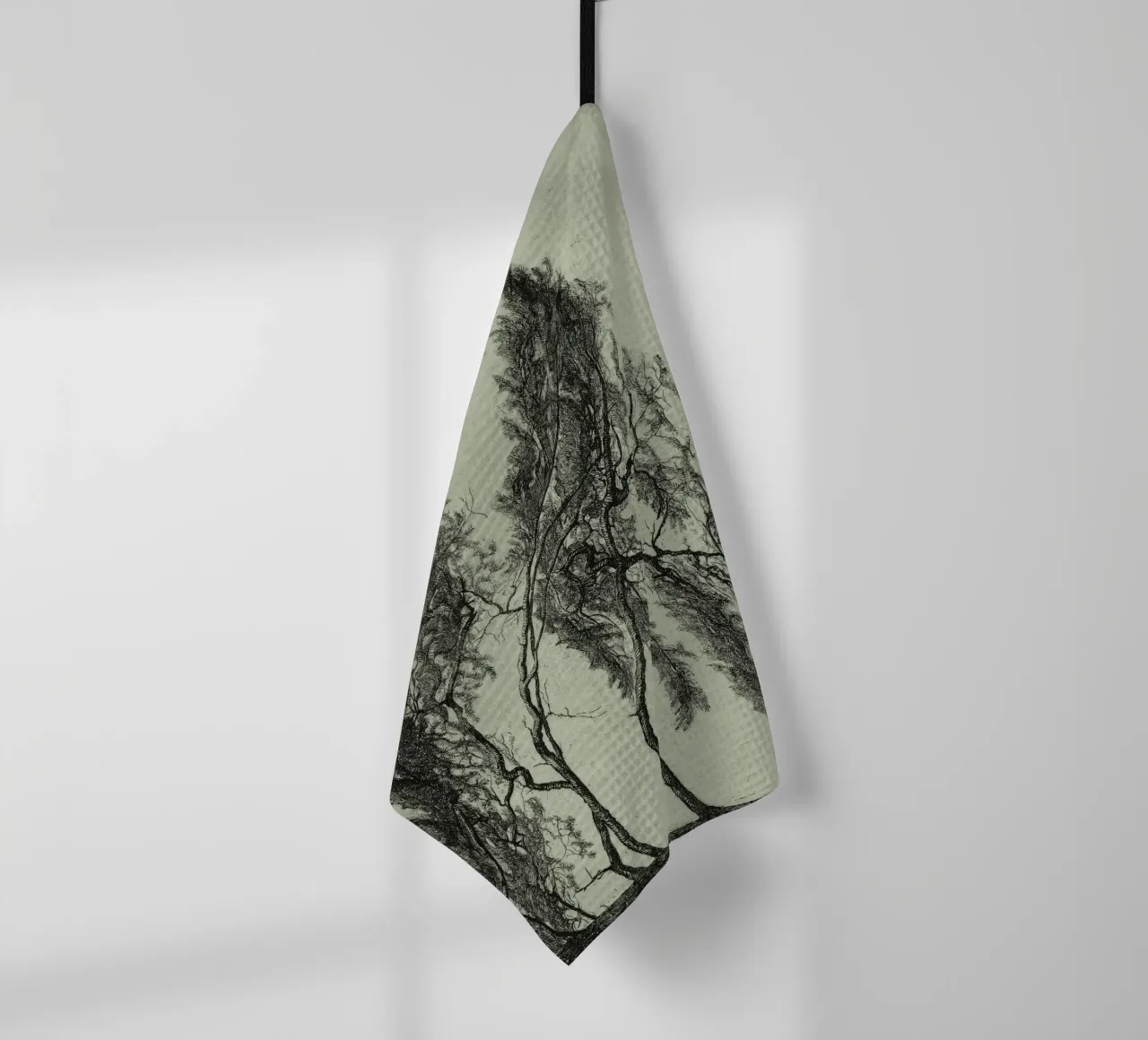 Sage Green Pine Tree Branch canovaccio da cucina da apoloprints