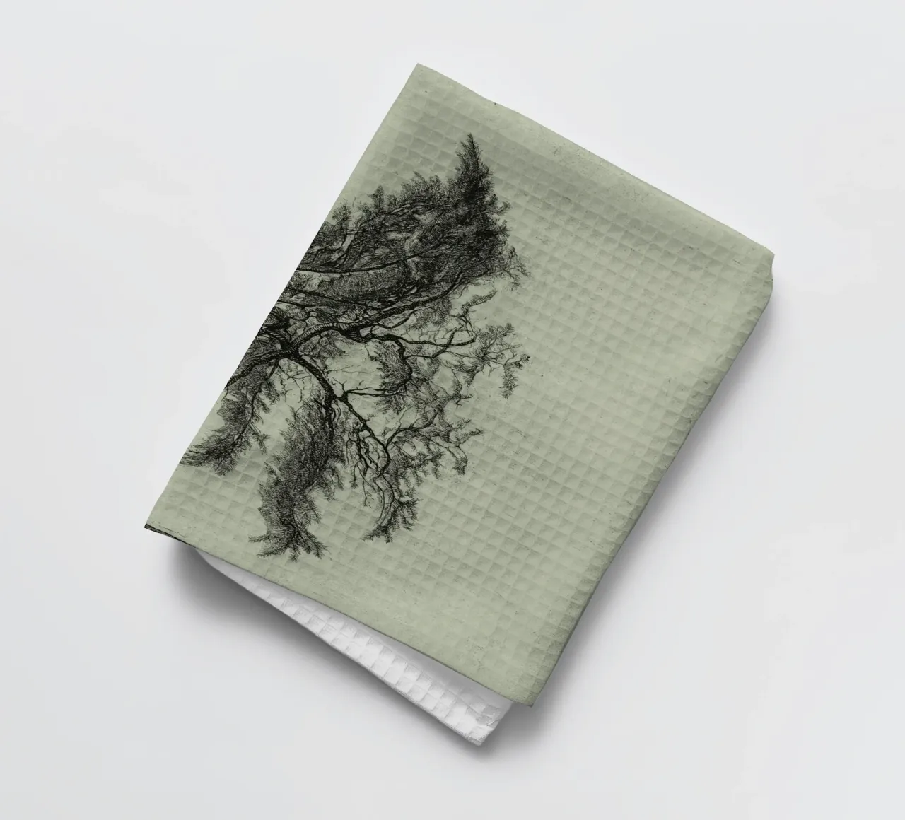 Sage Green Pine Tree Branch canovaccio da cucina da apoloprints