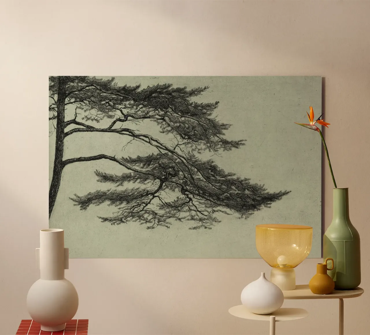 Sage Green Pine Tree Branch aluminio dibond de apoloprints