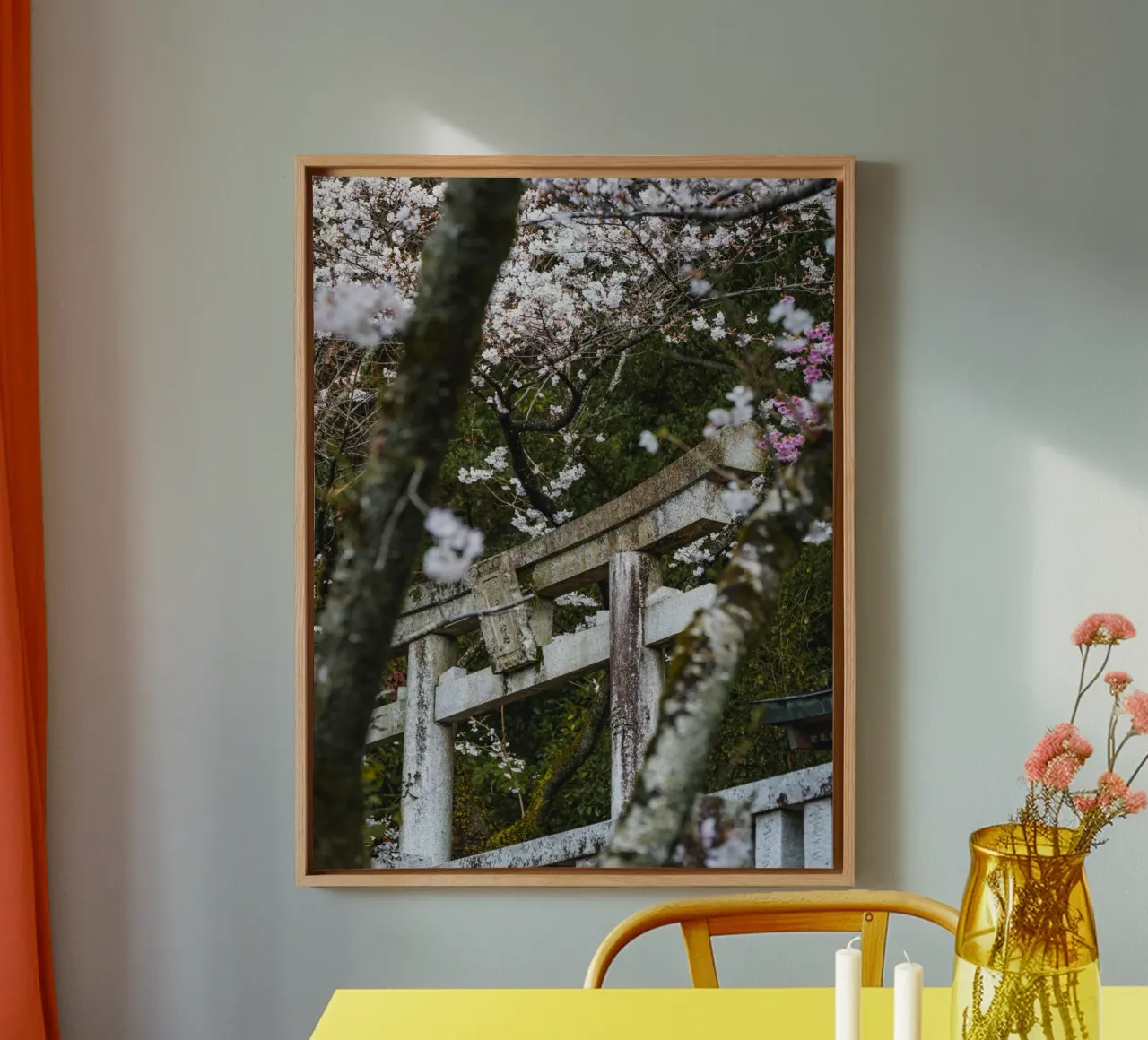 Porta Torii dei ciliegi in fiore tela con Cornice a cassetta da Marcel Bisig