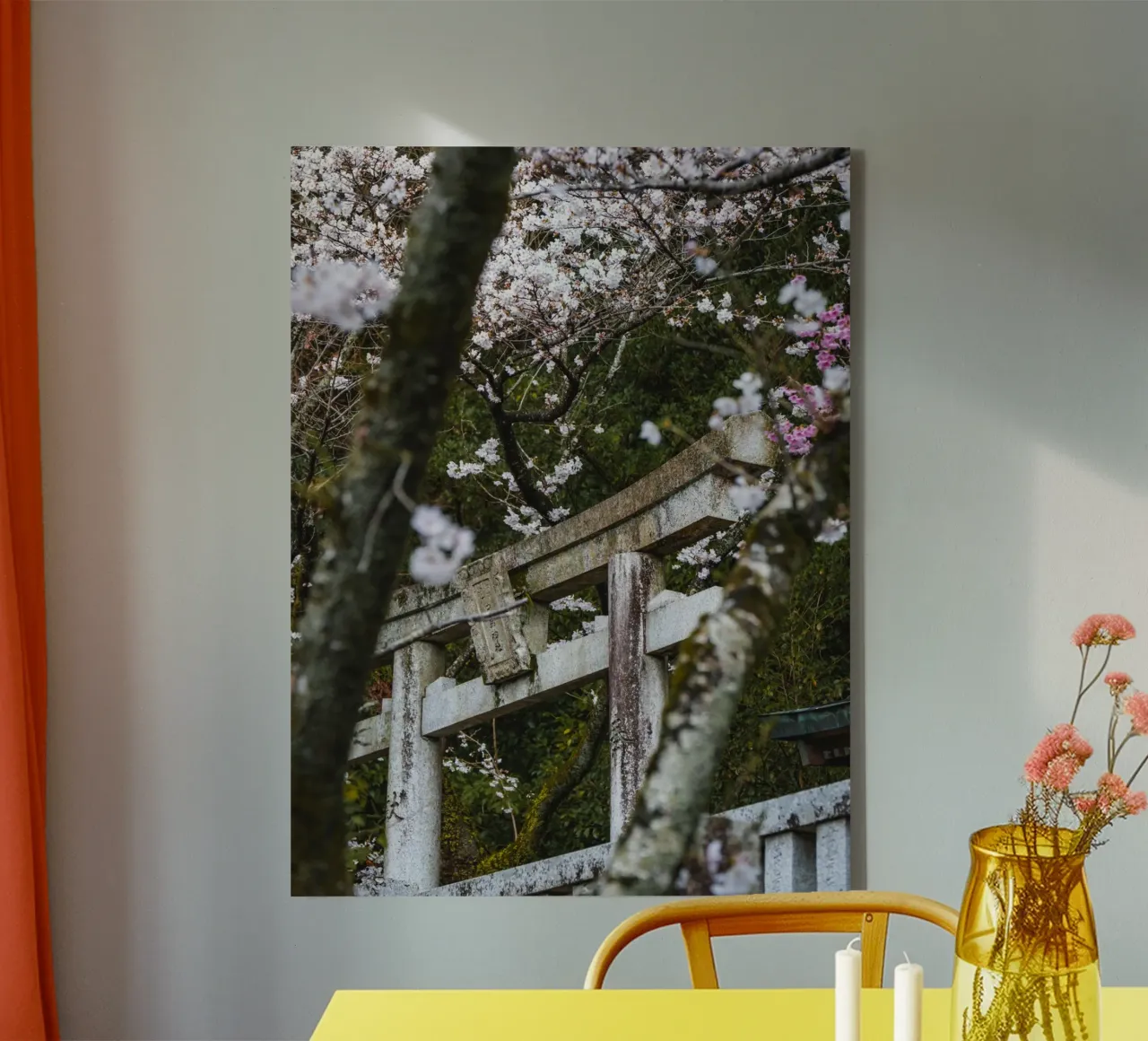 Porta Torii dei ciliegi in fiore tela con Cornice a cassetta da Marcel Bisig