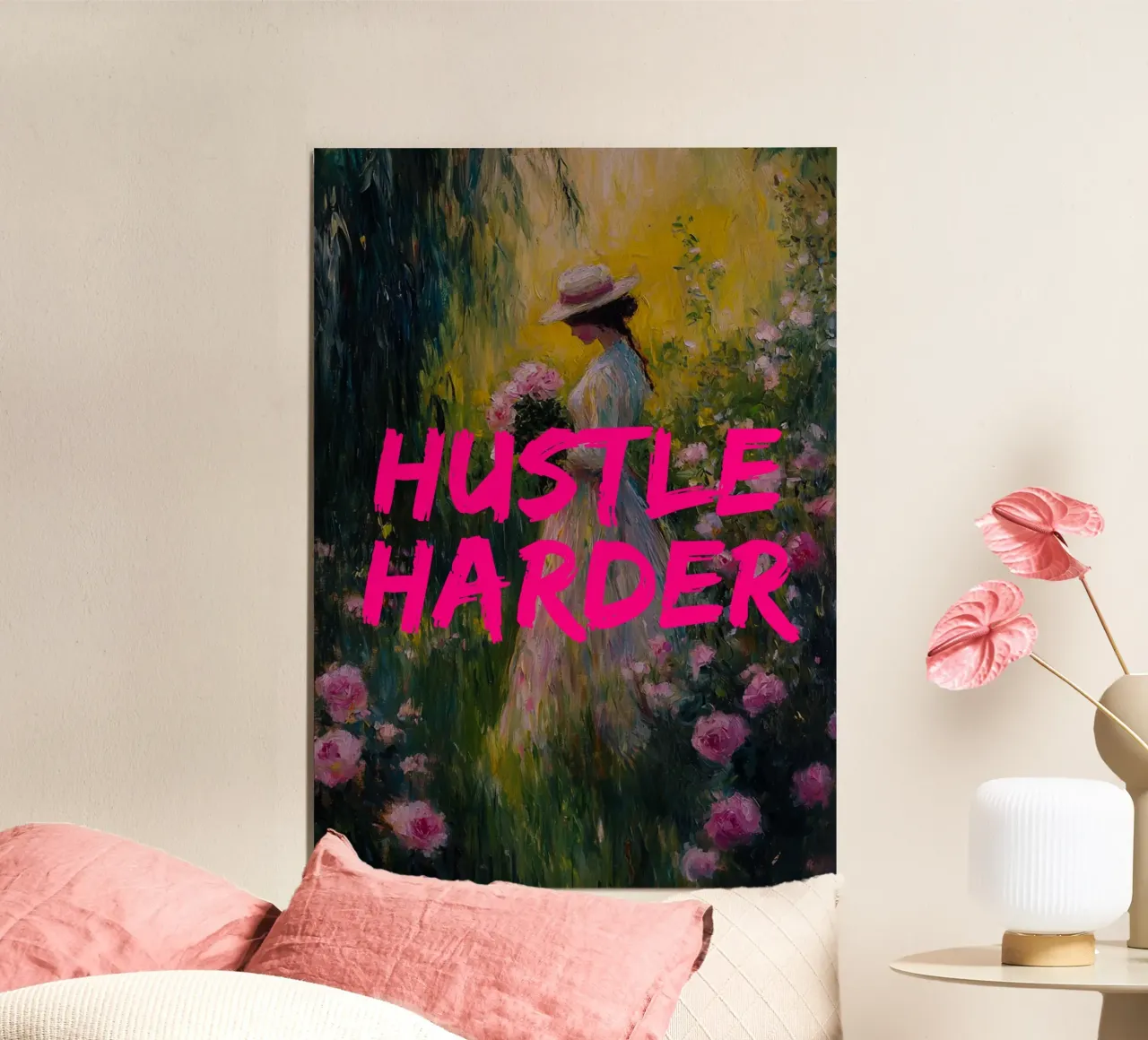 Hustle Harder poster con telaio in plastica da fraeuleinvonfuchs