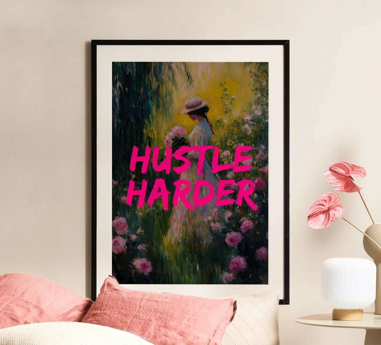 Hustle Harder poster con telaio in plastica da fraeuleinvonfuchs