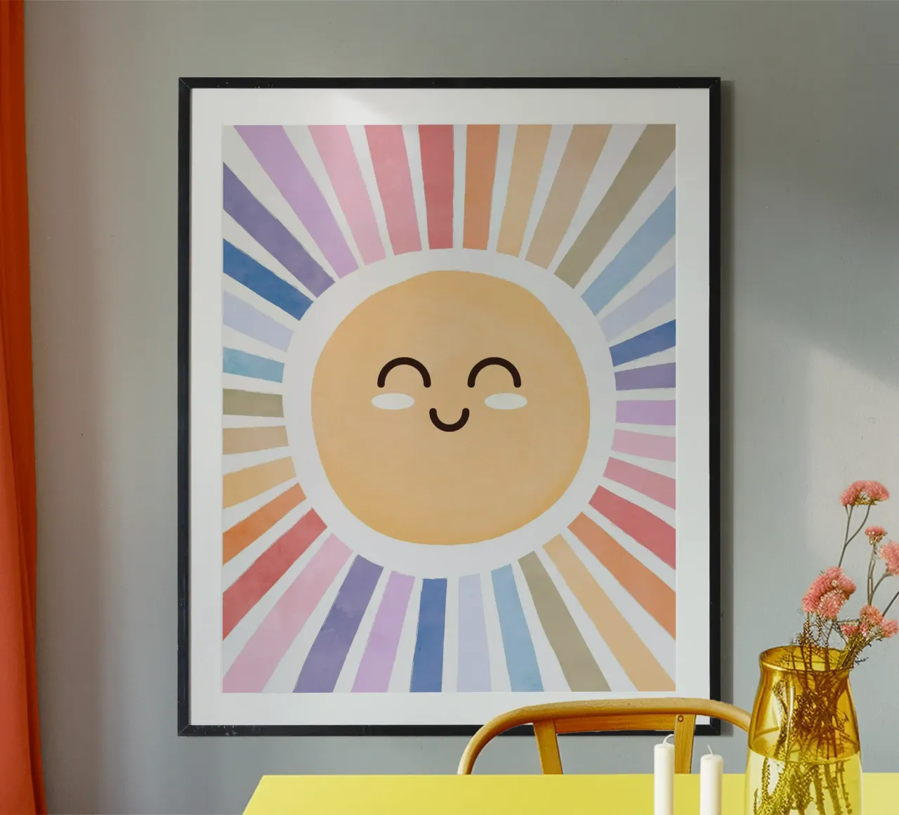 Stampa del sole, poster del sole felice, arte vibrante del sole poster da ABC Prints