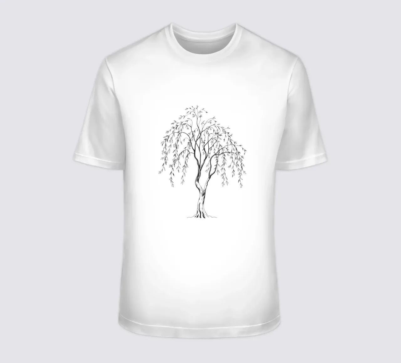 Elegante illustrazione in bianco e nero di un albero di salice t-shirt da DesignDoodle