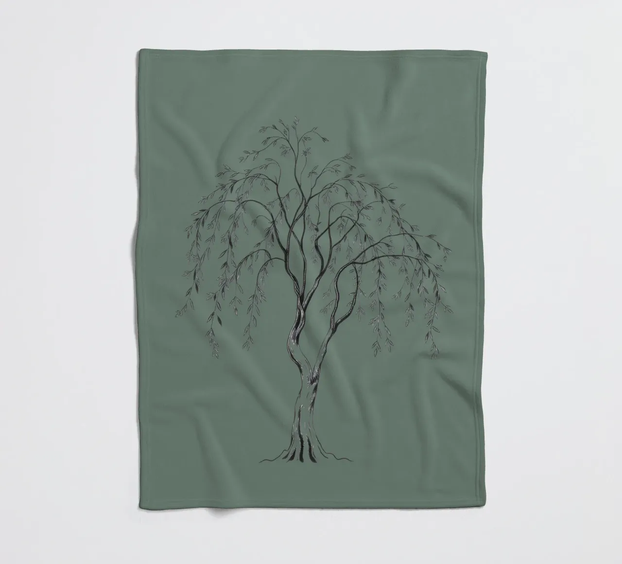 Elegante illustrazione in bianco e nero di un albero di salice coperta in pile da DesignDoodle