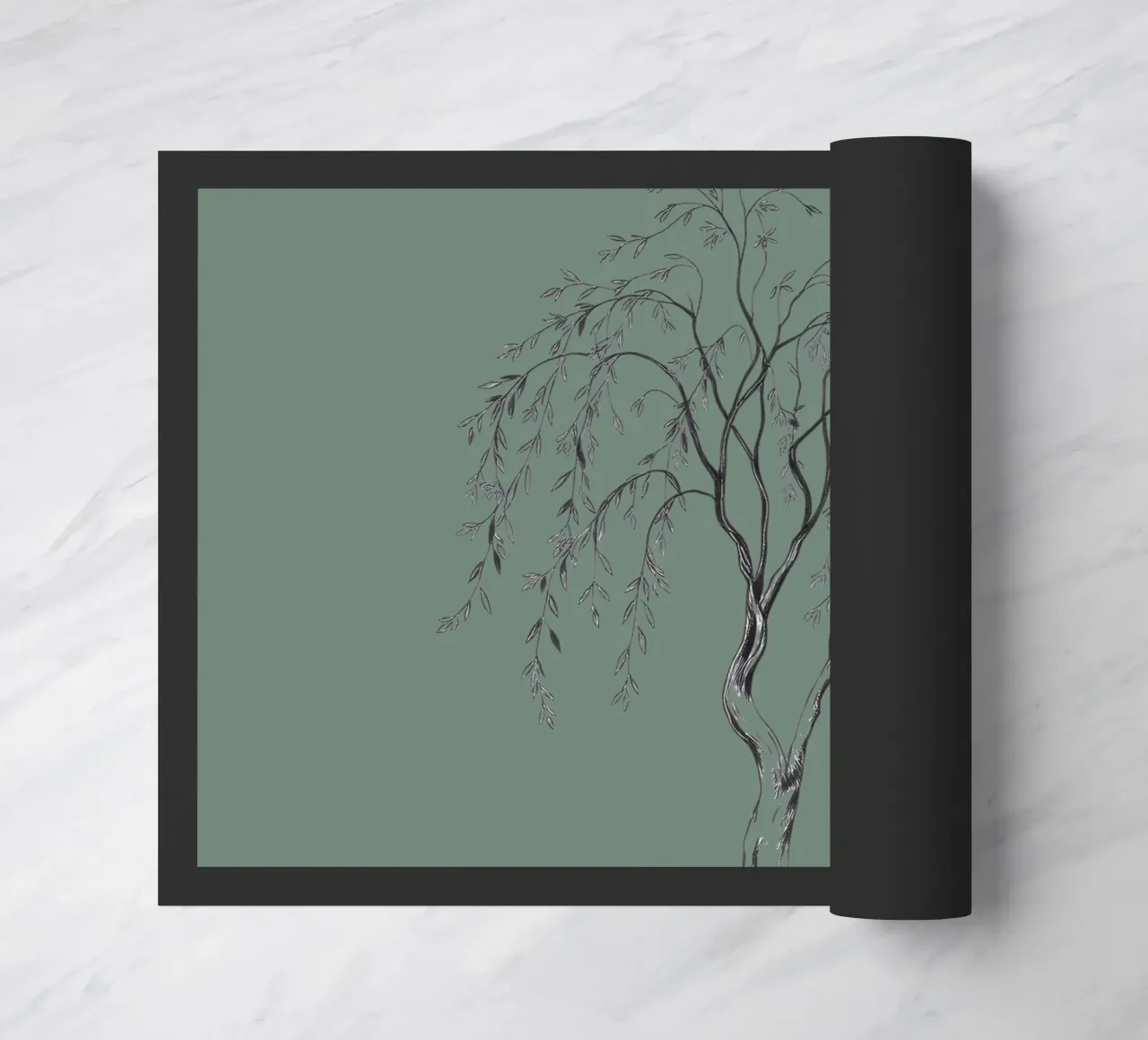 Elegante illustrazione in bianco e nero di un albero di salice zerbino da DesignDoodle