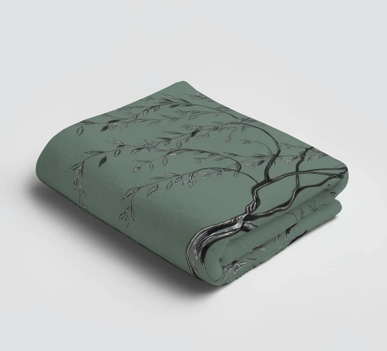 Elegante illustrazione in bianco e nero di un albero di salice asciugamano da bagno da DesignDoodle