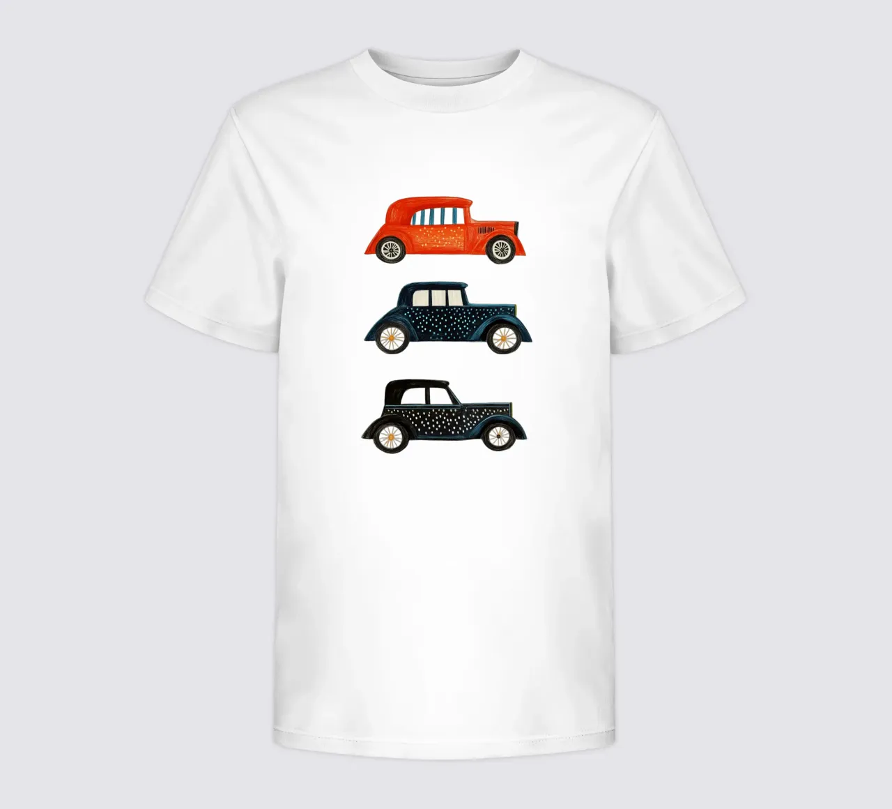 Drie oldtimers kinder t-shirt van Curious Canvas