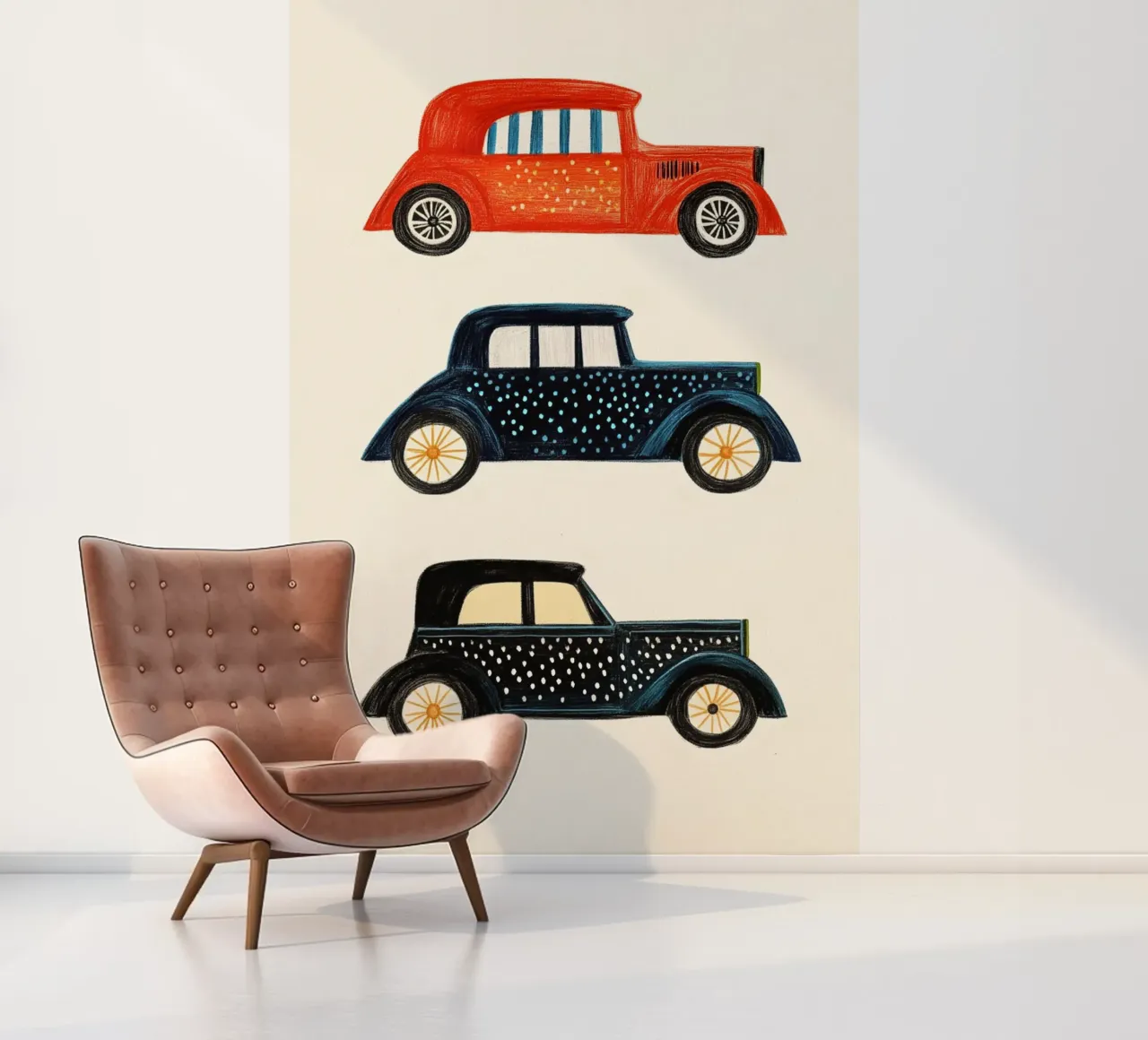 Drie oldtimers fotobehang van Curious Canvas