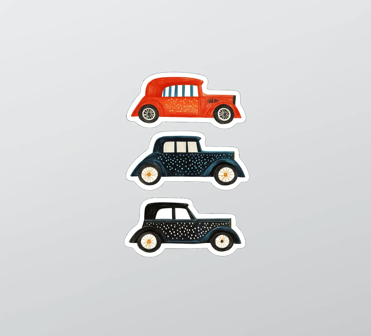 Drie oldtimers sticker van Curious Canvas