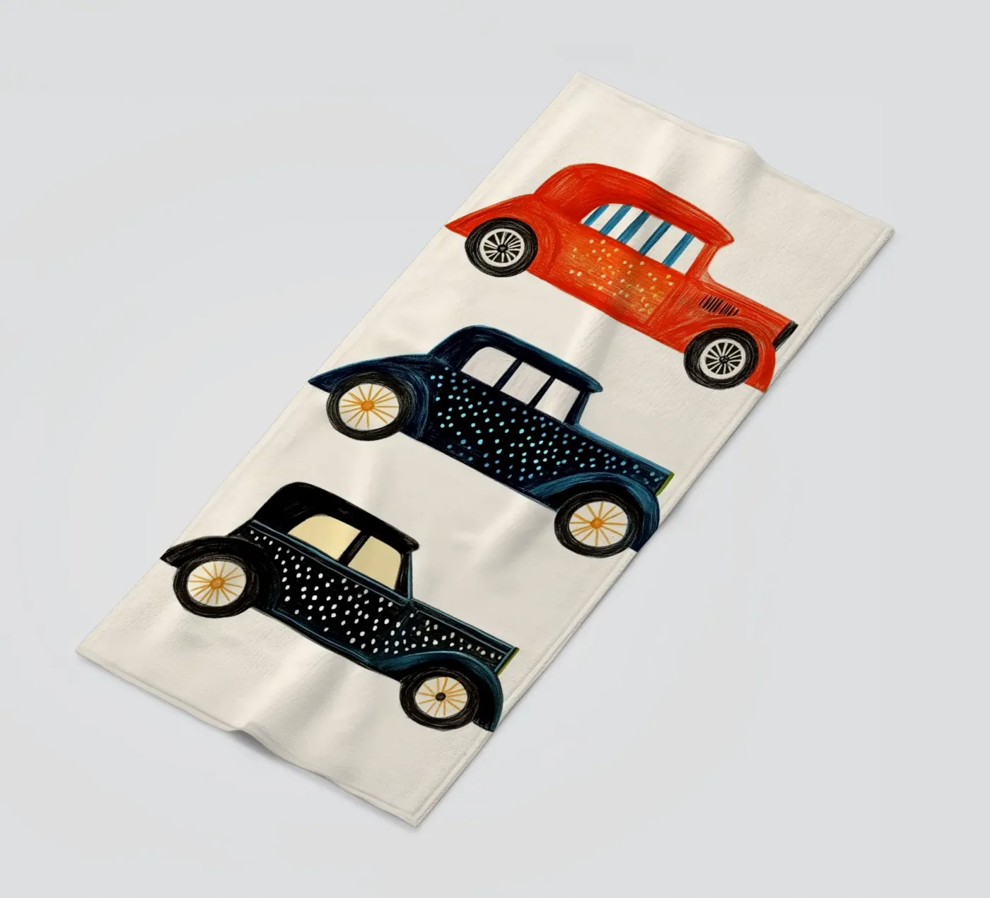 Drie oldtimers strandhanddoek van Curious Canvas